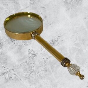 Vintage brass Magnifying Glass with Crystal Accent